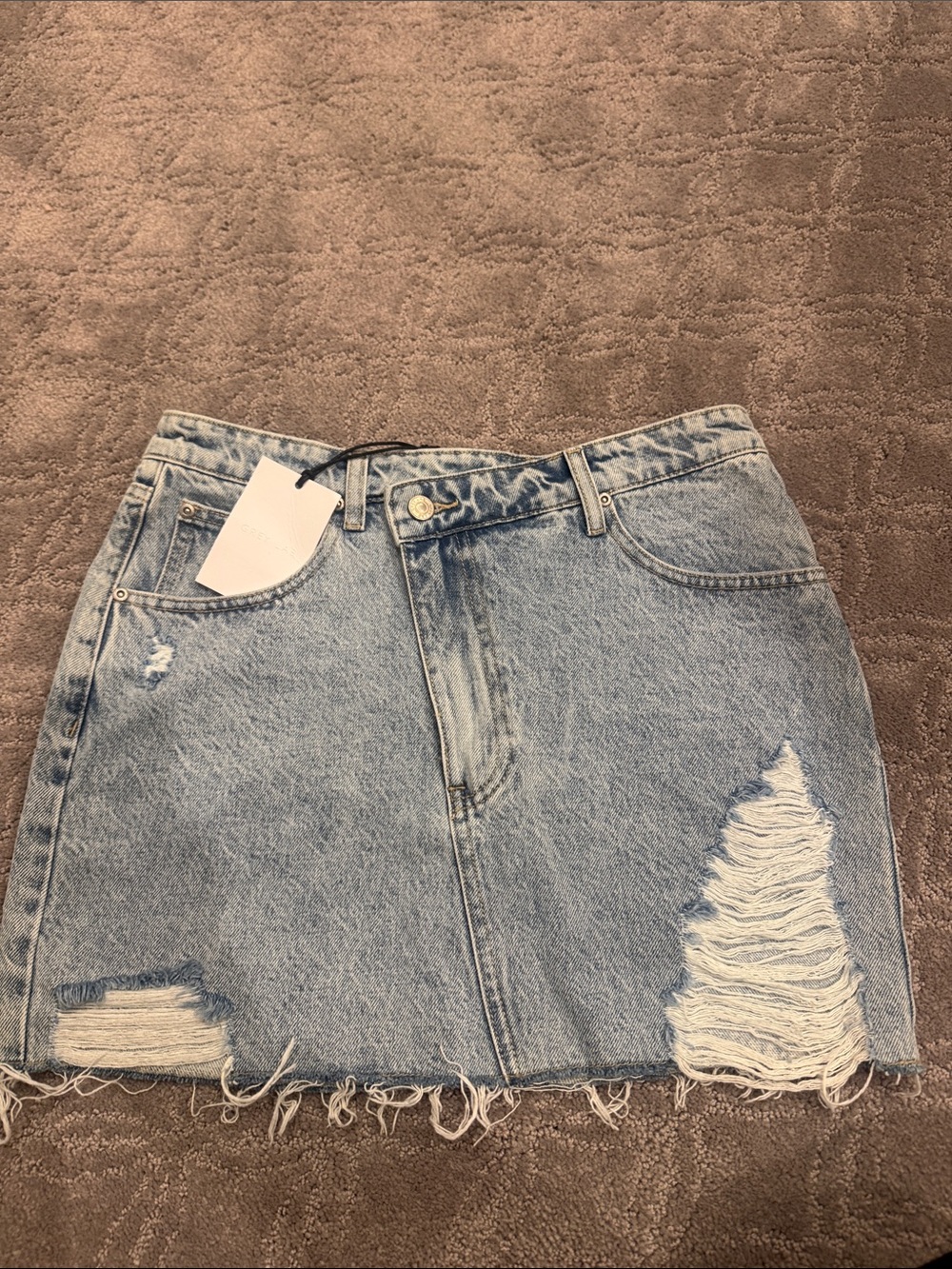 Grey lab  Distressed Light Blue Denim Skirt